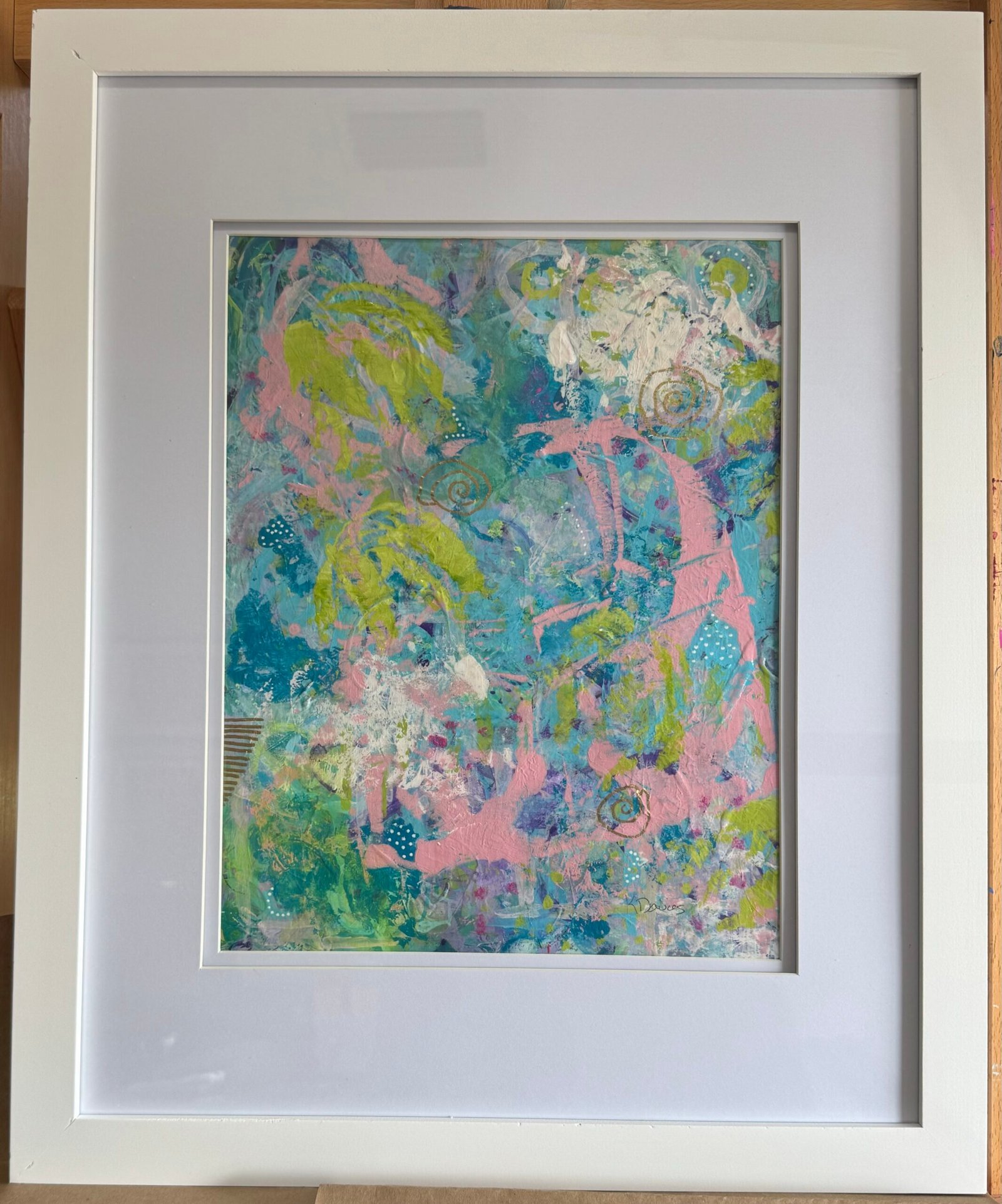 abstracting painting titiled tropical daydream, 11 x 14 inches.